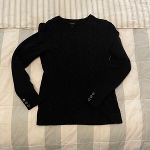 Talbots Black Cable Knit Crew Neck Sweater